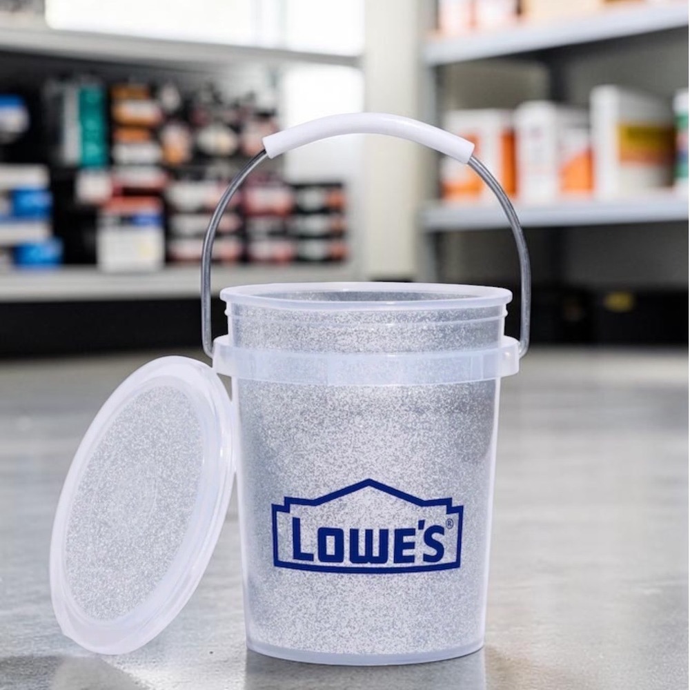 Lowes Silver Glitter Mini Bucket with Lid 0.4-quart NEW - SHIPS ASAP